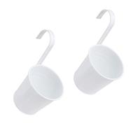 Toddmomy 2pcs White Small Iron Hanging Flower Pots Removable Hooks, Balcony Garden Iron Plant Containers without Drainage Holes for Outdoor Indoor Hanging Planters