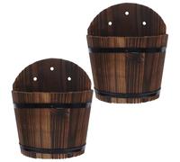 Toddmomy 2pcs Wooden Fence Flower Planter Bucket Pot for Wall Display | Retro Simple Style, Space Saving Mounted Decor, for Plants and Artificial Flowers,