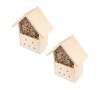 Toddmomy 2pcs Wooden Insect House Hanging Bee Shelter for Garden Durable Wooden Beehive with Natural Design for Honeybee Breeding Pollination