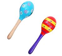 Toddmomy 2pcs Wooden Maracas Toys Rattle Shaker Mexican Fiesta Noisemaker Party Favors Early Developmental Toy for Toddler Infant Baby Kid (Random Style) 12cm