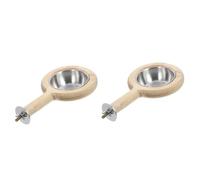 Toddmomy 2pcs Wooden Parrot Perch Stainless Steel Feeding Bowl Detachable Bird Feeder for Parakeets Cockatiels Conures Practical and Easy to Clean Bird Cage Accessory