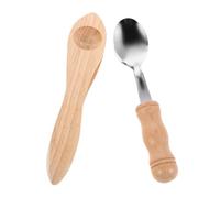 Toddmomy 2pcs Wooden Spoon Percussion Montessori Music Natural Sound Folk Rhythm Instruments with Wooden Handle for Family Party Engagement