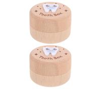 Toddmomy 2pcs Wooden Tooth Keepsake Box for Boys and Girls Cute Tooth Holder Storage Box for Boys and Girls and Preserving Memories