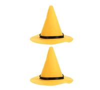 Toddmomy 2pcs Yellow Wizard Hat: Oversized Bendable Pointed Hat for Adults Kids - Felt Whimsical Costume Accessory for Halloween Cosplay Fantasy Festivals