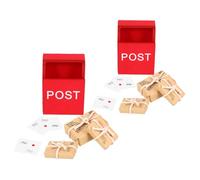 Toddmomy 2Sets Mini Mailbox Activity of Dollhouse Wooden Mail Sack Postcard Model Decorations for Home Accessories for Interactive Learning Early Education