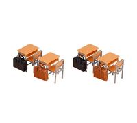 Toddmomy 2sets Miniature Dollhouse School Desk Chair Furniture Two School Bags Realistic Classroom Models for Dolls for Collectors and Decor