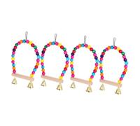 Toddmomy 2sets Parrot Perch Stand Birdcage Decor Toy Bird Swing Toy with Bell Wooden Swing for Parrot Finch Macaw 2pcs*2