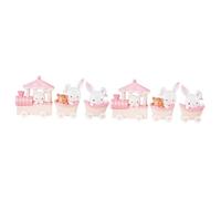 Toddmomy 2sets Pink Bunny Train Cake Decor Adorable Ornaments for Home and Birthday Parties Creative Table Decoration for Celebrations Unique Micro Landscape Decor 3pcs*2