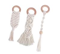Toddmomy 3 Pcs Cotton Rope Molar Rods for Infants Natural Beech Wood Teeth Grinding Sticks Handwoven Cotton Rope Chew Toys for Teething Relief
