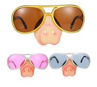 Toddmomy 3 Pcs Pig Nose Novelty Glasses for Birthday Party Fun Party Eyewear with Funny Disguise Design for Halloween Cosplay and Photo Booth Props