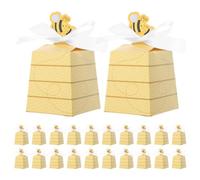 Toddmomy 30pcs Yellow Beehive Candy Boxes Creative Paper Party Treat Boxes with Easy Assembly and DIY Craft Decoration, for Wedding and Corporate Events