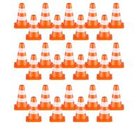 Toddmomy 35pcs Mini Traffic Cones and Road Signs for Realistic Plastic Construction Roadblocks for Early Learning Cognitive Traffic Safety Education Interactive Play for Home and Classroom