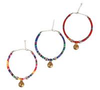 Toddmomy 3pcs Adjustable Cat Collar Pet Collars Bell Ethnic Copper Cat Necklace Pet Supplies