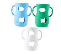 Toddmomy 3pcs Bottle Silicone Sleeves with Handles for Glass Bottles Anti-Breakage Protective Cover Soft Comfortable Grip for Feeding Blue White Green