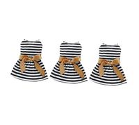 Toddmomy 3pcs Bowknot Sleeveless Puppy Skirt Summer Dog Dress Striped Pet Clothing l Size