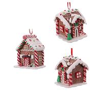 Toddmomy 3Pcs Christmas Gingerbread House Ornaments Silicone Christmas Tree Ornaments for Tree Holiday Party Home Decoration