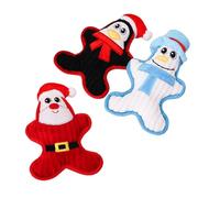 Toddmomy 3pcs Christmas Pet Squeaky Toys Fun Dog Chew Toys for Teeth Cleaning Design Santa and Penguin Patterns for Interactive Playtime and Pet Entertainment