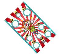 Toddmomy 3pcs Clown Hanging Flags Sandbag Toss Game with Random Color Sandbags Lightweight Polyester Circus Troup Banner for Outdoor Carnival Family Party Decoration and Random Color