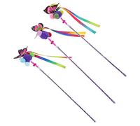 Toddmomy 3pcs Colorful Simulated Butterfly Cat Teaser Wand Interactive Cat Playing Tools for Indoor Kittens Durable Teasing to Enrich Playtime and Promote Exercise Random Color