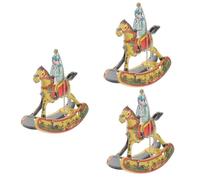 Toddmomy 3pcs Craft Rocking Horse Ornament Durable Decor with Clockwork Movement for Home and Shop Scene Layout Vintage Style Collectible Art Decoration Gift