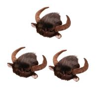 Toddmomy 3pcs Creative Portable Pet Headwear for Cats and Dogs Adorable Brown Headdress for Parties Soft and Comfortable Design Easy to Wear and Remove