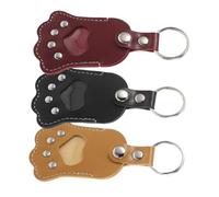 Toddmomy 3pcs Dog Memorial Keychain PU Pet Hair Storage Keyring with Cute Paw Charm Design Compact Keepsake for Commemorative Souvenir Accessories in Black Wine Red Yellow