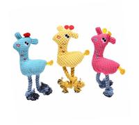 Toddmomy 3pcs Dog Squeaky Plush for Chewing Interactive Play Bite Resistant Sound for Puppies and Dogs Cartoon Deer Design in Sky Blue Rosy and Orange Yellow