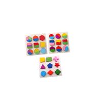 Toddmomy 3PCS Early Learning Geometry Shape Matching Plates Educational Jigsaw for Cognitive Development for Preschoolers