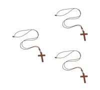 Toddmomy 3pcs Handwoven Cross Necklace with Wax Rope, Rustic Handmade Charm | Light Brown Pendant, Spiritual Gift for Car Mirror, First Communion, Craft Projects