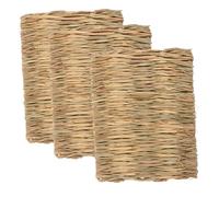 Toddmomy 3Pcs Natural Woven Bed Mat for Small Animals Bunny Mat Cushion for Rabbit Hamster and Chinchilla Comfortable Pad for Cages and Living Spaces