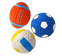 Toddmomy 3pcs Pet Chew Sound Toy Latex Sports for Dogs Volleyball Football Soccer Teeth Play for Reducing Boredom and Destructive Behavior