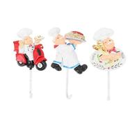 Toddmomy 3pcs Self-Adhesive Cartoon Resin Chef Hooks for Kitchen Wall Hanging Decorative Kitchen Organizer with No-Drill Installation Strong Sticky Towel Hangers for Bathroom and Home Decor