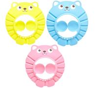 Toddmomy 3Pcs Shampoo Hat Set for Infants, EVA Cartoon Bathing Cap with Ear Protection, Soft Shower Caps for Bath Time, Pink Yellow Blue