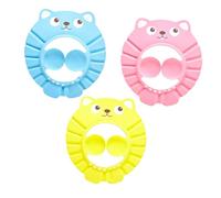 Toddmomy 3pcs Shower Caps with Cartoon Mouse Design for Boys and Adjustable Bathing Hats with Ear Protection Pads Lightweight and Hair Wash Visors in Pink Yellow Blue