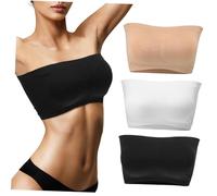 Toddmomy 3pcs Strapless Bandeau Bras Removable Padding for Women Top Breathable and Supportive for All-Day Comfort