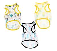 Toddmomy 3pcs Summer Waistcoat Dog Shirts Breathable Sleeveless T Shirt for Pets Stylish Printed Dog Apparel with Pineapple Cactus Flamingo Designs Easy to Wear for Special Occasions