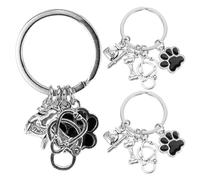 Toddmomy 3pcs Vet Keyring Set with Paw Print Design, Zinc Alloy Material, Scratch Resistant and Compact Dog Keepsake Keychain for Pet Memorial and Everyday Use Car Accessories