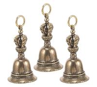Toddmomy 3pcs Vintage Brass Cow Bells Small Bell Charms for Necklace Making and Keychain Pendants, Decorative Christmas Ornaments for DIY Crafts with Long Term Using
