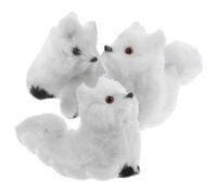 Toddmomy 3Pcs Vivid Plush Fox Figurines Realistic Mini Fox Statues Cute Animal Ornaments for Xmas Tree Decor for Home Decoration and Photography Props