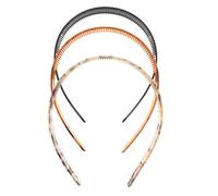 Toddmomy 3Pcs Wide Headband for Women, 0.63in Plastic Hairbands with Teeth Comb, Tortoise Shell Head Bands, Hard Retro Hair Hoop for Short Hair Party Styling