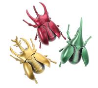 Toddmomy 3pcs Wind up Beetle Toy, Bug Figures Model Gold Green Red Walking Insect Figurine for April Fool's Day Halloween Play