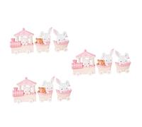 Toddmomy 3sets Rabbit Train Cake Decoration Cute Pink Bunny Ornaments for Birthday Parties Home Decor and Dessert Toppers for Celebrations 3pcs*3