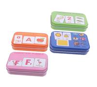 Toddmomy 4 Sets Colored Sensory Early Educational Cards for Preschool Lightweight Visual Learning Cards with Words Shapes Animals Alphabets to Develop Hand Eye Coordination and Fine Motor