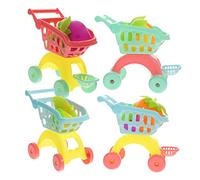 Toddmomy 4 Sets Mini Supermarket Cart for Pretend Play Grocery Trolley Sturdy Mini Shopping Trolley for Boys and Role Play Educational Gift