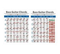 Toddmomy 4 String Bass Guitar 12 Standard Western Keys Chord Chart on Paper 72 Different Chords Beginner Resource Display and Exercise
