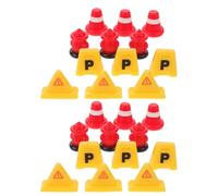Toddmomy 40Pcs Miniature Traffic Road Signs and Cones Set, Micro Landscape Garden Ornaments for Pretend Play, Small Safety Cones and Construction Signs for Craft Diorama Decoration in Model