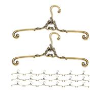 Toddmomy 48pcs Miniature Dollhouse Metal Wardrobe Hangers in Antique Bronze Doll Clothes Organizer for Displaying Gowns Dresses and Outfits Interactive Storage Rack for Doll Dress Up and