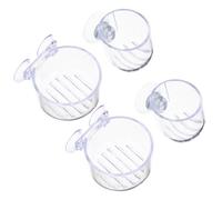 Toddmomy 4pcs Acrylic Aquarium Fish Feeding Cup with Suction Cups Blood Worm and Red Worm Feeder Set Small and Large Sizes for Fish Tank Aquatic Plant Holder and Feeding Accessory