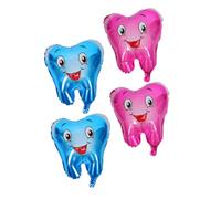 Toddmomy 4pcs Aluminum Foil Tooth Balloons Graduation and Shower Party Decorations Leakproof Cartoon Teeth Theme Supplies for Student and Holy Communion Celebrations