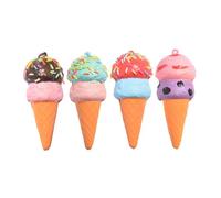 Toddmomy 4pcs Artificial Ice Cream Cone Double Realistic Design Soft Squeezable Texture Portable Pretend Play Props for Travel and Home Decor